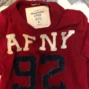 Abercombie & Fitch Red Logo Long Sleeve Shirt (S)